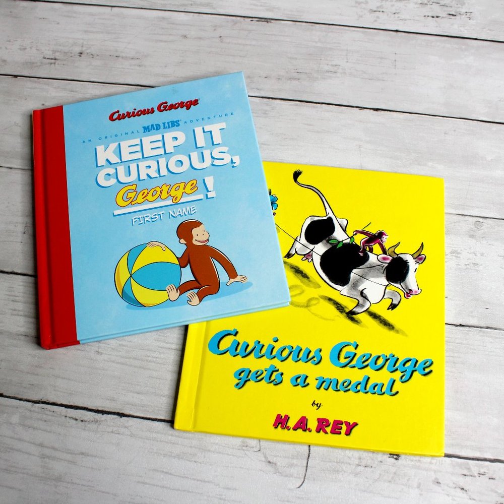 Curious George Gets a Medal Keep it Mad Libs Hardcover Kids Book Lot